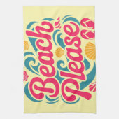 Strand Bitte Retro-Grafik: Rosa Typografie Geschirrtuch (Vertikal)