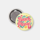 Strand Bitte Retro-Grafik: Rosa-Typografie Magnet (Vorderseite/Rückseite)
