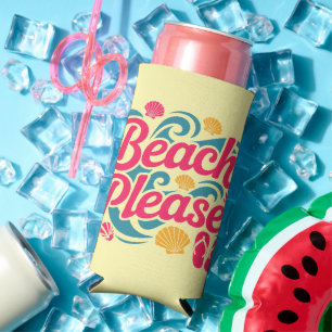 Strand Bitte Retro-Grafik: Rosa Typografie Selters Dosenkühler