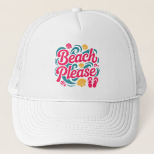 Strand Bitte Retro-Grafik: Rosa-Typografie Truckerkappe