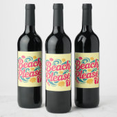 Strand Bitte Retro-Grafik: Rosa-Typografie Weinetikett (Flaschen)
