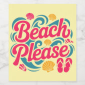 Strand Bitte Retro-Grafik: Rosa-Typografie Weinetikett (Einzelnes Label)