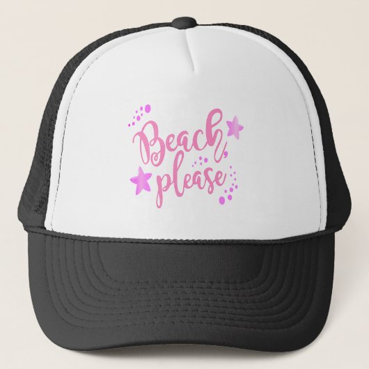 Strand Bitte rosa Truckerkappe (Vorderseite)