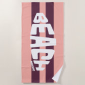 Strand Bitte rosa und Lila gestreiftes Strandtuch (Vorderseite)