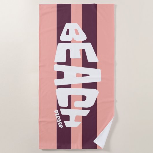 Strand Bitte rosa und Lila gestreiftes Strandtuch (Vorderseite)