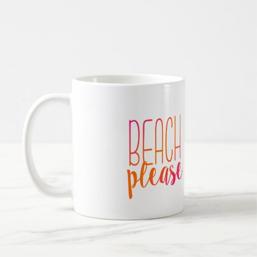Strand bitte | rosa und orange Tasse (Links)