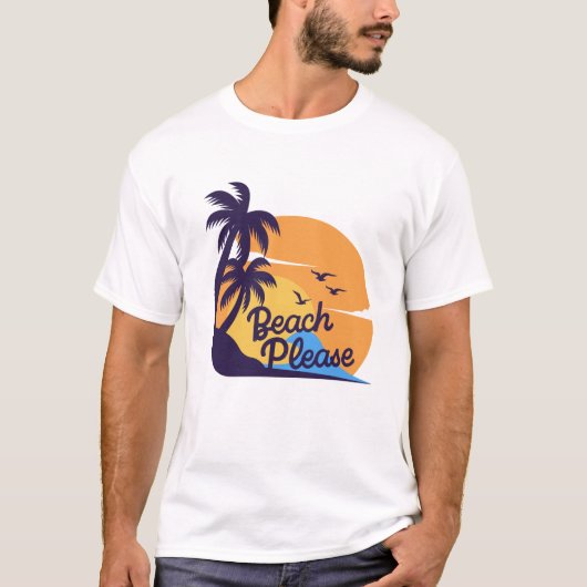 Strand Bitte Sonnenuntergang Palmen Trees Art T-Shirt (Vorderseite)