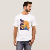 Strand Bitte Sonnenuntergang Palmen Trees Art T-Shirt (Vorne ganz)