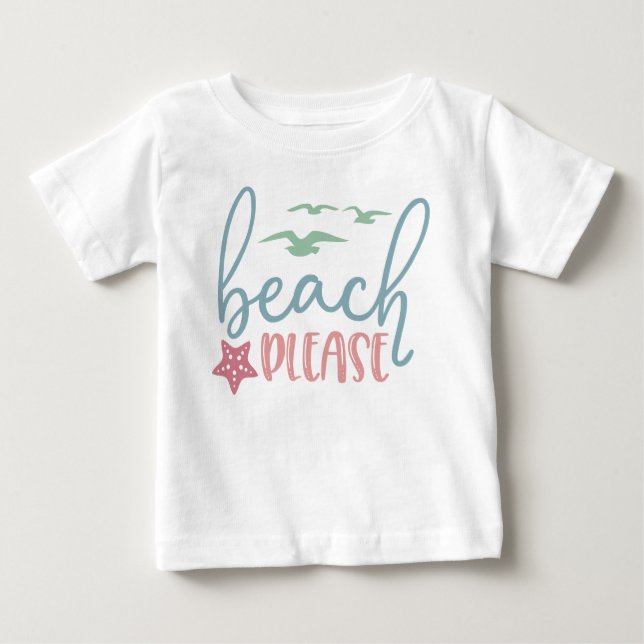 Strand Bitte Sterne Fisch Seagulls Spaß Baby T-shirt (Vorderseite)