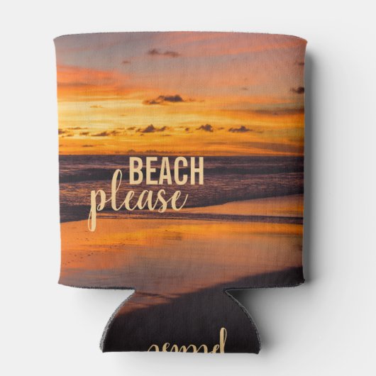 Strand Bitte tropischer orangefarbener Sonnenunter Dosenkühler (Rückseite)