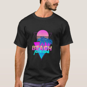 Strand Bitte Vaporwave Retro Palm Tree Sunset Synt T-Shirt