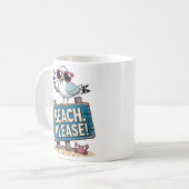 Strand bitte weißer Hintergrund Funny Seagull Somm Kaffeetasse (Vorderseite Links)