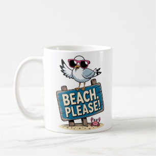 Strand bitte weißer Hintergrund Funny Seagull Somm Kaffeetasse