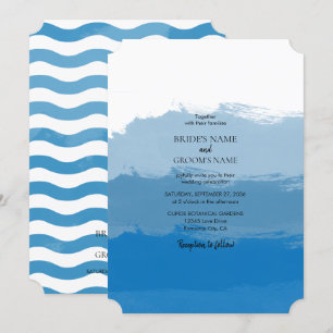 Strand Blau Aquarell Hochzeits Einladungen