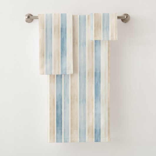 Strand Blau Creme Streifen Badhandtuch Set (Insitu)