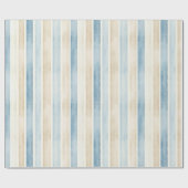 Strand Blau Creme Streifen Geburtstag Geschenkpapier (Flach)