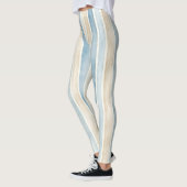 Strand Blau Creme Streifen Leggings (Links)