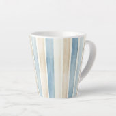 Strand Blau Creme Streifen Milchtasse (Rechte Ecke)