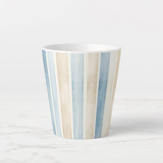 Strand Blau Creme Streifen Milchtasse (Vorderseite)
