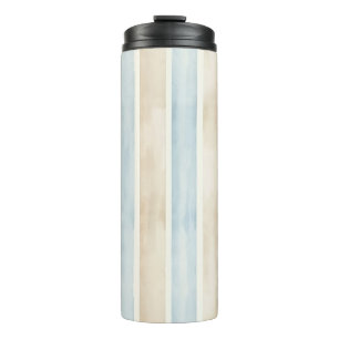 Strand Blau Creme Streifen Thermosbecher
