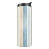 Strand Blau Creme Streifen Thermosbecher (Nach links gedreht)