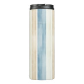 Strand Blau Creme Streifen Thermosbecher (Rückseite)