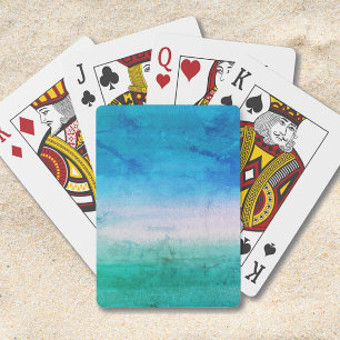 Strand Blau Grün Abgenutzt Wasserfarbe Spielkarten