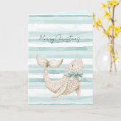 Strand Blau Küstenweißer Wal Weihnachten   Karte (Gelbe Blume)