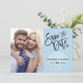 Strand Blau Sommer Save The Date (Stehend Vorderseite)