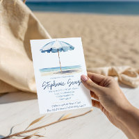 Strand, blau und weiß Schirm, Brautparty