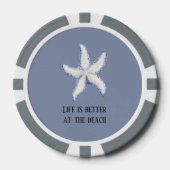 Strand Blau Weiß Seestern Zitat Pokerchips (Vorderseite)