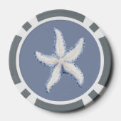 Strand Blau Weiß Seestern Zitat Pokerchips (Rückseite)