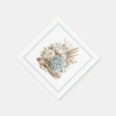Strand Boho Blaue Hortensien-Papier Servietten (Ecke)