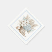 Strand Boho Blaue Hortensien-Papier Servietten (Ecke)