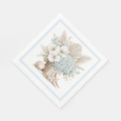 Strand Boho Blaue Hortensien-Papier-Servietten Serviette (Ecke)