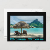 Strand Bora Bora, schwarze Bora-Bora-Postkarte Postkarte (Vorne/Hinten)