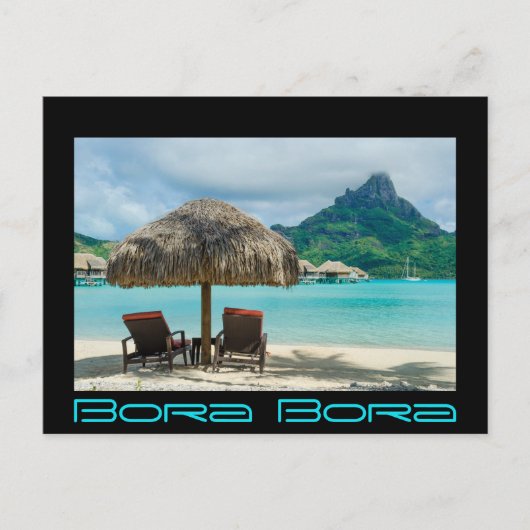 Strand Bora Bora, schwarze Bora-Bora-Postkarte Postkarte (Vorderseite)