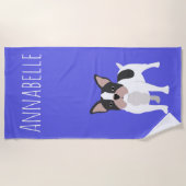 Strand Boston Terrier Personalisiertes Strandtuch (Vorderseite)