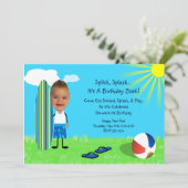 Strand-Brandungs-Foto-Karte Einladung (Stehend Vorderseite)