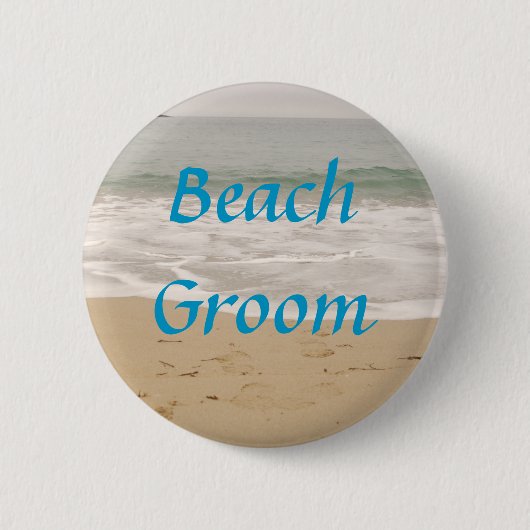 Strand-Bräutigam-Knopf: Ozean-Gezeiten-Version Button (Vorderseite)