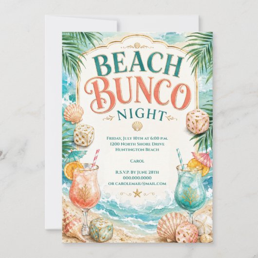 Strand-Bunco-Abend Einladung (Vorderseite)
