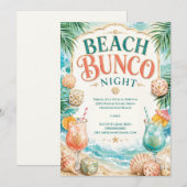 Strand-Bunco-Abend Einladung (Vorne/Hinten)