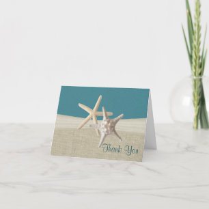 Strand-Burlap und Seestern Türkis Danke