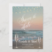 Strand Champagnerglas Save The Date (Vorderseite)
