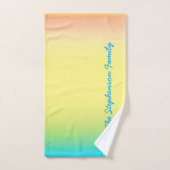 Strand Cool blau bis gelb glänzen mit blauem Text Badhandtuch Set (Handtuch)