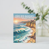 Strand Côte des Basques Frankreich Postkarte (Stehend Vorderseite)