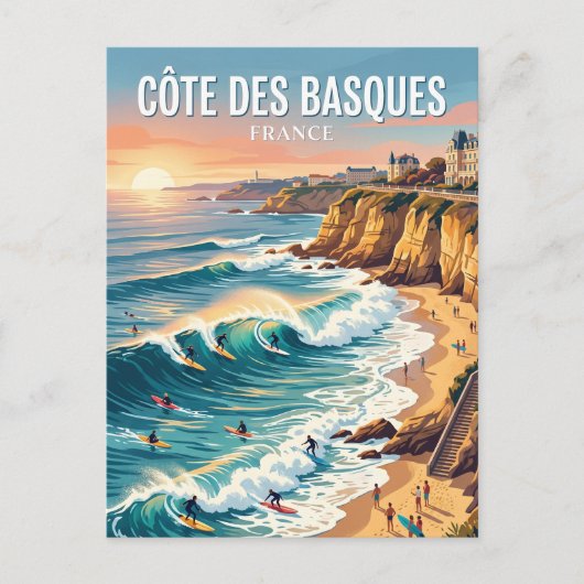 Strand Côte des Basques Frankreich Postkarte (Vorderseite)