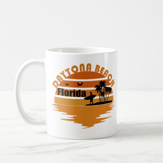 Strand Daytona Vintage Sonnenuntergang Retro-Lands Kaffeetasse (Links)