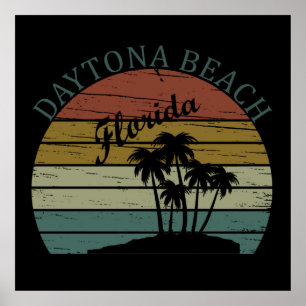 Strand Daytona Vintage Sonnenuntergang Retro-Lands Poster