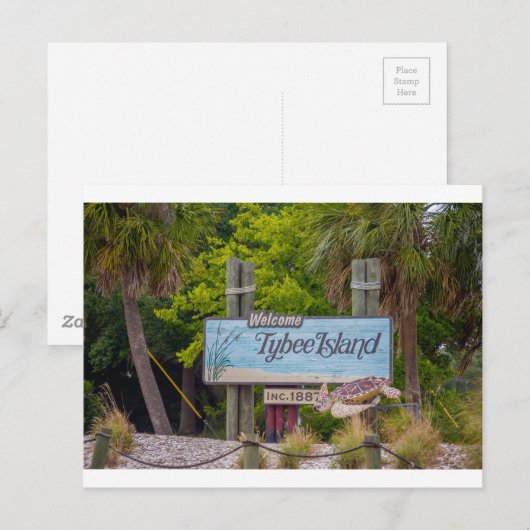 Strand der Insel Tybee Postkarte (Vorne/Hinten)